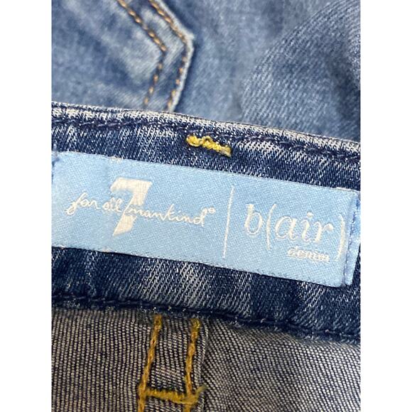 7 for All Mankind Blair Women's Blue Frayed Mid Rise Skinny Denim Jeans Pants S - Picture 3 of 4